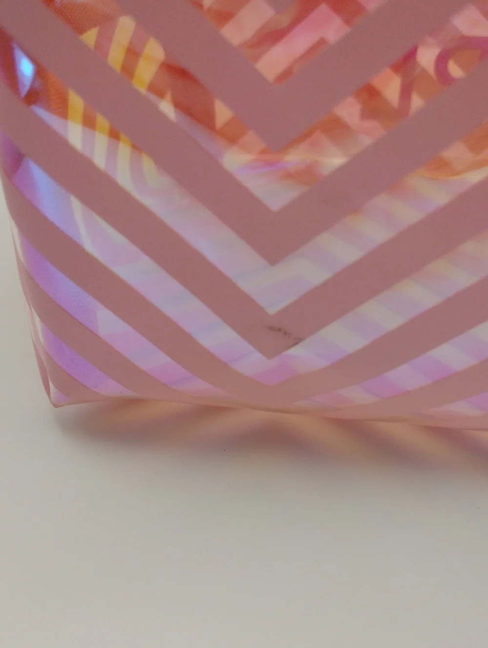 Skinnydip x Barbie Iridescent Pink Chevron Cosmetic Bag